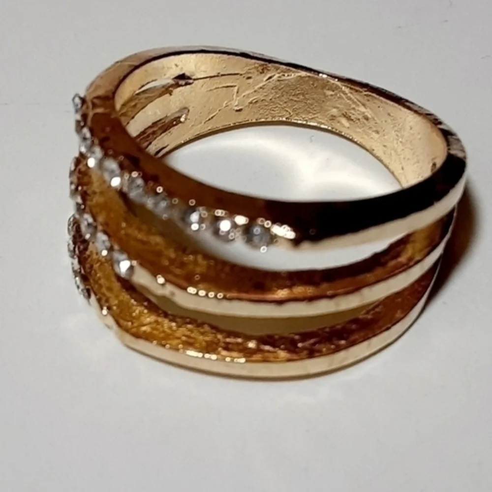 Cocktail CZ Midi Ring Cuff- Gold Tone
